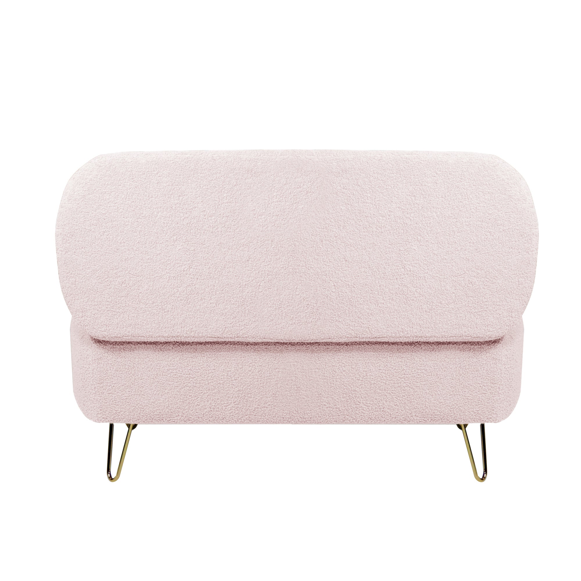 Pink Storage Ottoman Bench for End of Bed Gold Legs, Modern Grey Faux Fur Entryway Bench Upholstered Padded with Storage for Living Room Bedroom - Grand Goldman Shop