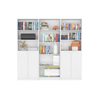 Arbor 3 Piece Home Bookcase set, 74' Wide with 11 Shelves and Two Double-Door Cabinet ,  Living Room Set  White | Premium Hom