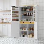 [Assembly Video Provided]TOPMAX 40.2x20x71.3inch High Freestanding Kitchen Pantry Large Cupboard Storage Cabinet with 2 Drawers, 2 Adjustable Shelves, 8 Door Shelves for Kitchen, Dining Room,White - Grand Goldman Shop