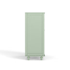 Minimalism Buffet Cabinet with Double Glass Doors and Drawer, Modern Wooden Storage Sideboard Cupboard, Mint Green, MDF and Solid Wood, 28''x15''x36.22'' - Grand Goldman Shop