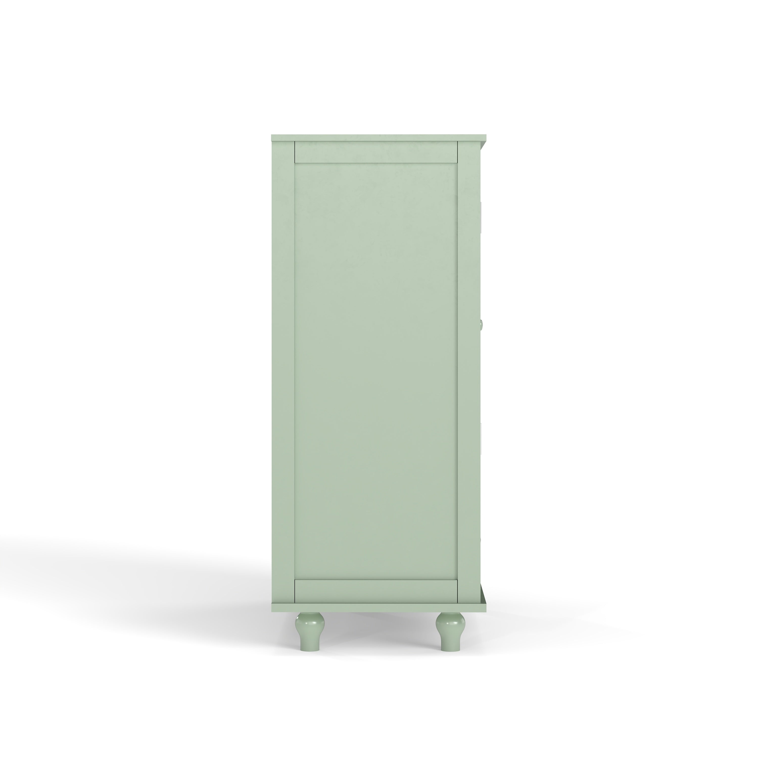 Minimalism Buffet Cabinet with Double Glass Doors and Drawer, Modern Wooden Storage Sideboard Cupboard, Mint Green, MDF and Solid Wood, 28''x15''x36.22'' - Grand Goldman Shop