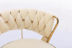 Set of 2  Bar Stools,with Chrome Footrest and Base Swivel Height Adjustable Mechanical Lifting Velvet + Golden Leg Simple Bar Stool-Cream - Grand Goldman Shop