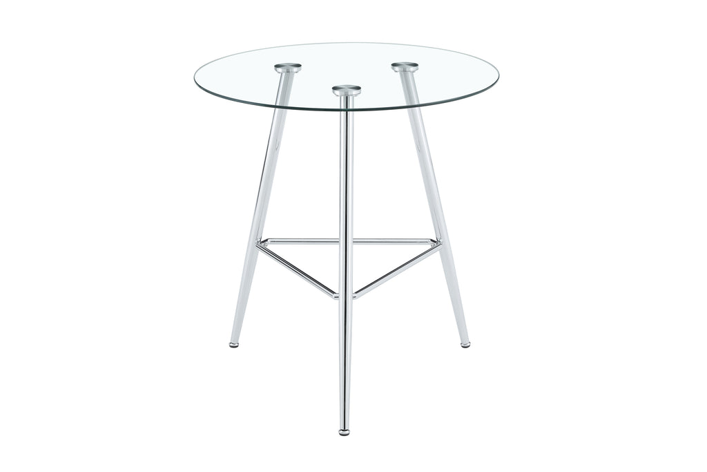 36 Inch Height Bar Table, 34 Inch Round Tempered Glass Top Pub Table with Chrome-Plated Silver Metal Legs, Modern Bistro Table for Kitchen Island/Bar/Cafe - Grand Goldman Shop