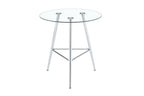 36 Inch Height Bar Table, 34 Inch Round Tempered Glass Top Pub Table with Chrome-Plated Silver Metal Legs, Modern Bistro Table for Kitchen Island/Bar/Cafe - Grand Goldman Shop