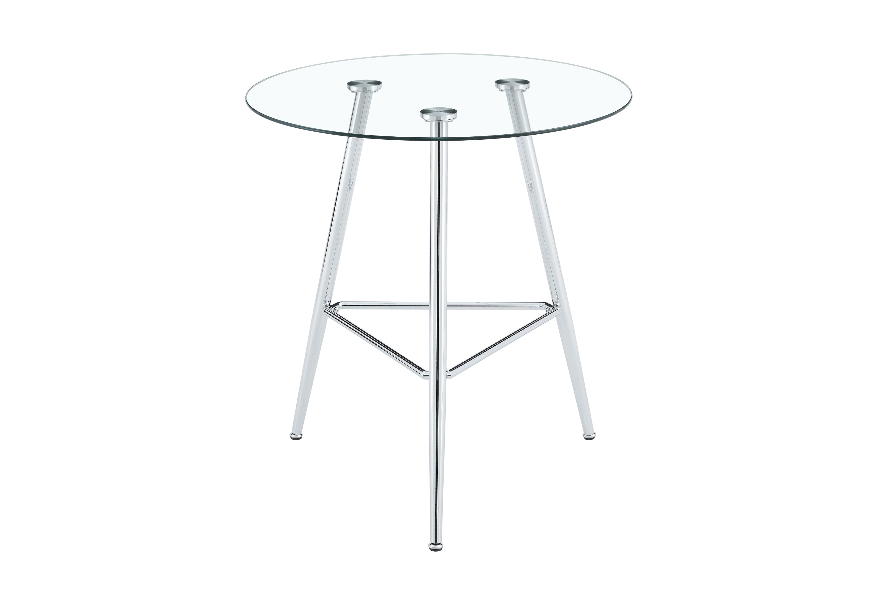 36 Inch Height Bar Table, 34 Inch Round Tempered Glass Top Pub Table with Chrome-Plated Silver Metal Legs, Modern Bistro Table for Kitchen Island/Bar/Cafe - Grand Goldman Shop