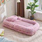 [NEW ARRIVED] [VIDEO PROVIDED] Human Dog Bed,Lazy Sofa,5-Position Adjustable Convertible,Floor Gaming Chair,bedroom, living room,Suitable for gaming, meditation,relaxation,Plush Fabric,Pink - Grand Goldman Shop