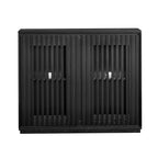 Mid Century Modern Fluted Hollowed Out Sideboard Cabinet with 2 Outlet Holes, Buffet Cabinet with Storage, Black Storage Cabinet for Living Room, Entryway, Hallway, Dining Room, Kitchen - Grand Goldman Shop