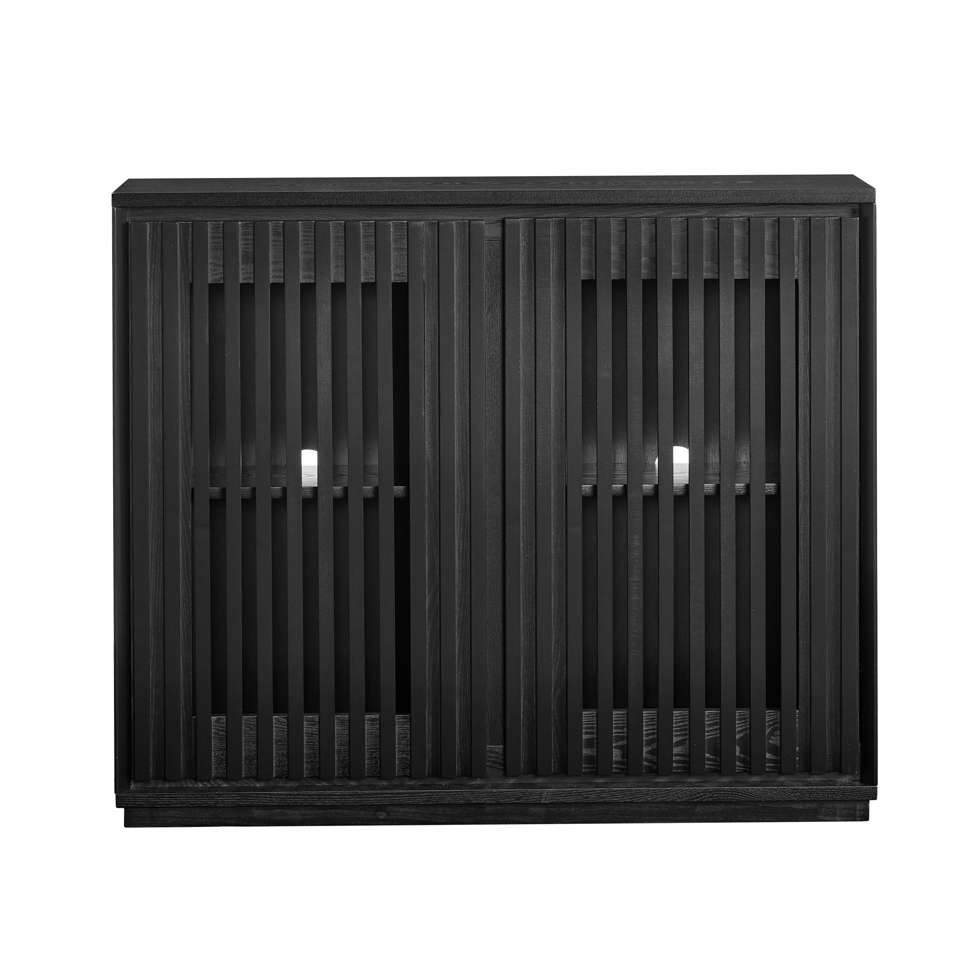 Mid Century Modern Fluted Hollowed Out Sideboard Cabinet with 2 Outlet Holes, Buffet Cabinet with Storage, Black Storage Cabinet for Living Room, Entryway, Hallway, Dining Room, Kitchen - Grand Goldman Shop