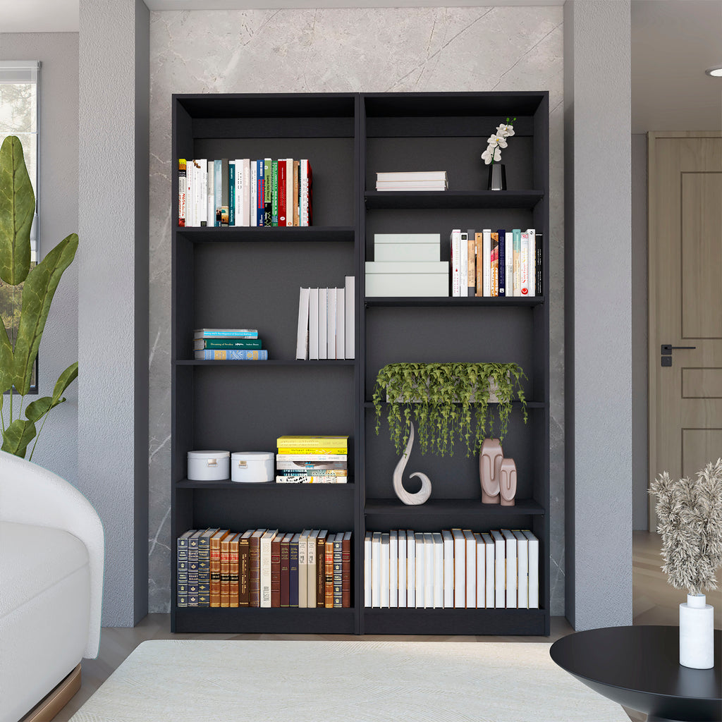 2 Piece Bookcase Living Room Set,  Storage Cabinet, 49' Wide and 9 Shelves Matt Gray / White | Premium Home Decor - Grand Gol