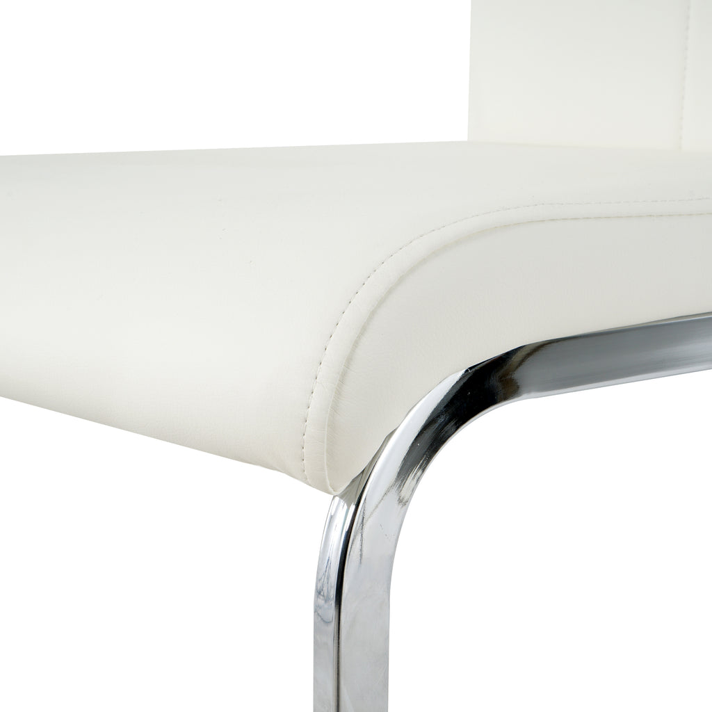 Modern Dining Chairs with Faux Leather Padded Seat Dining Living Room Chairs Upholstered Chair with Chrome Metal Legs Design for Kitchen, Living, Bedroom, Dining Room Side Chairs Set of 4 - Grand Goldman Shop