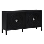 TREXM Retro Sideboard door with Circular Groove Design Round Metal Door Handle for Entrance, Dinning Room, Living Room (Black) - Grand Goldman Shop