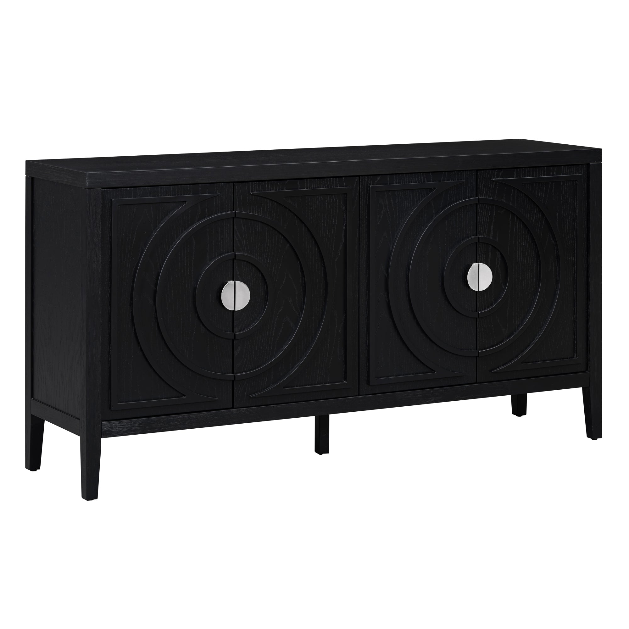 TREXM Retro Sideboard door with Circular Groove Design Round Metal Door Handle for Entrance, Dinning Room, Living Room (Black) - Grand Goldman Shop