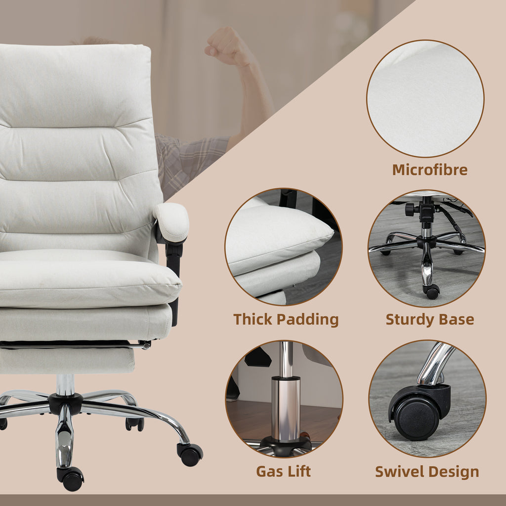 Vinsetto Microfibre Executive Massage Office Chair,  Computer Desk Chair, Heated Reclining Chair with Footrest, Double-tier P