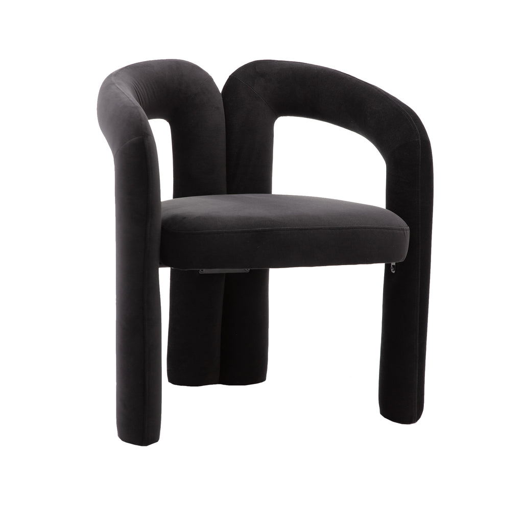 Contemporary Designed Velvet Fabric Upholstered Accent/Dining Chair /Barrel Side Chairs Kitchen Armchair for Living Room set of 2 (Black Velvet) - Grand Goldman Shop