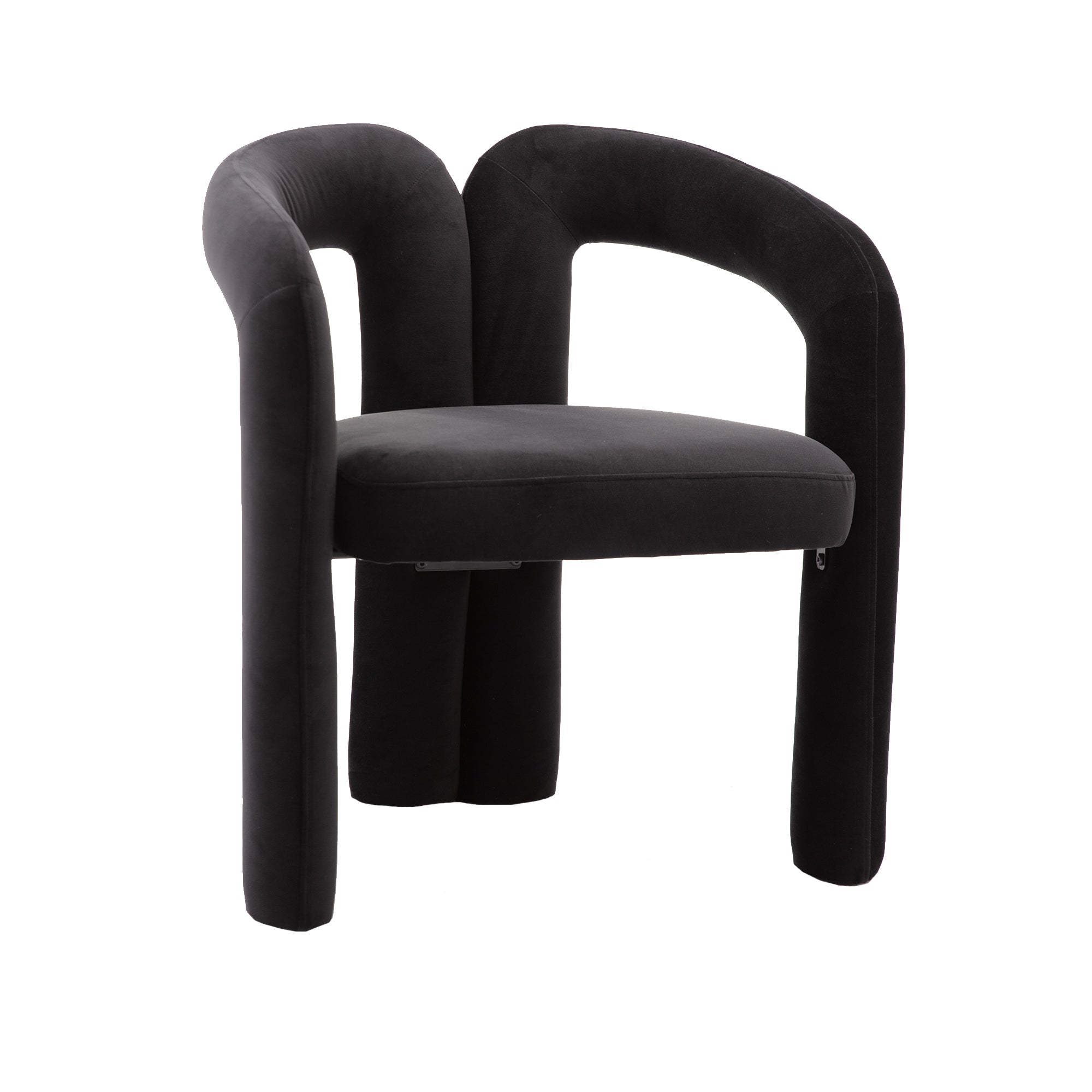 Contemporary Designed Velvet Fabric Upholstered Accent/Dining Chair /Barrel Side Chairs Kitchen Armchair for Living Room set of 2 (Black Velvet) - Grand Goldman Shop
