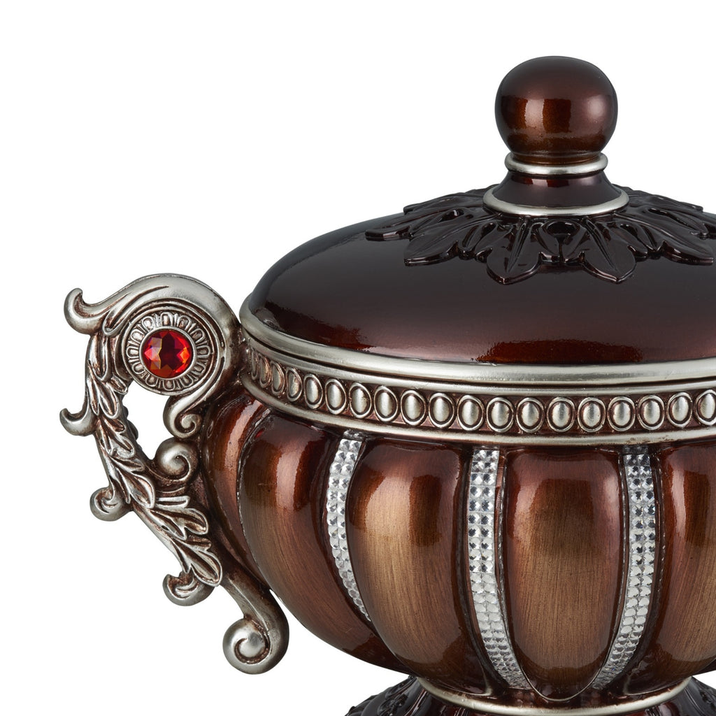 11.5' Tall' Delicata' Decorative Jewelry Box, Reddish Bronze with Silver Accents - Grand Goldman Shop