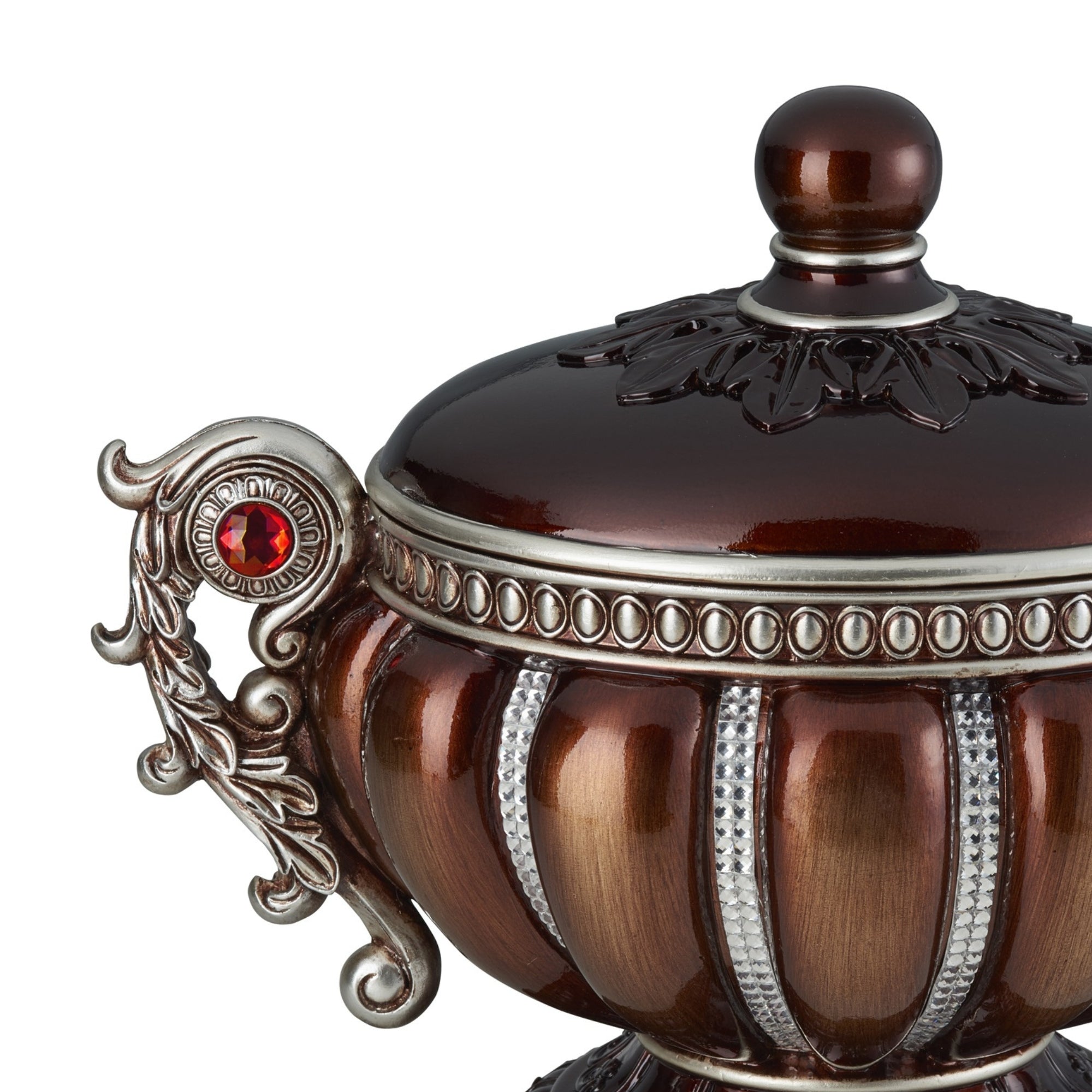 11.5' Tall' Delicata' Decorative Jewelry Box, Reddish Bronze with Silver Accents - Grand Goldman Shop