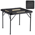 Mahjong Table 4 Player Folding Card Table & 4 Cup Holders Chip Trays Black | Premium Home Decor - Grand Goldman