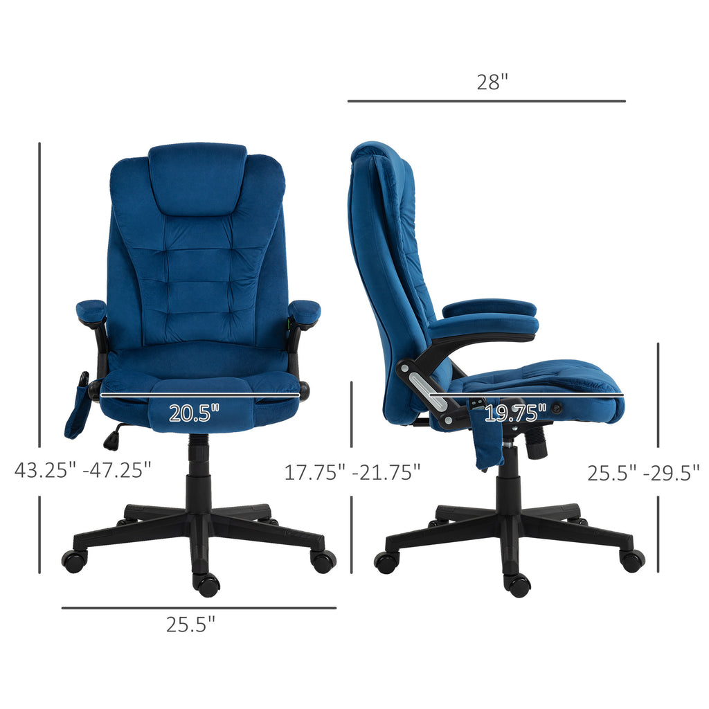 Velvet High Back Vibrating Massage Office Chair, Drak Blue | Premium Home Decor - Grand Goldman