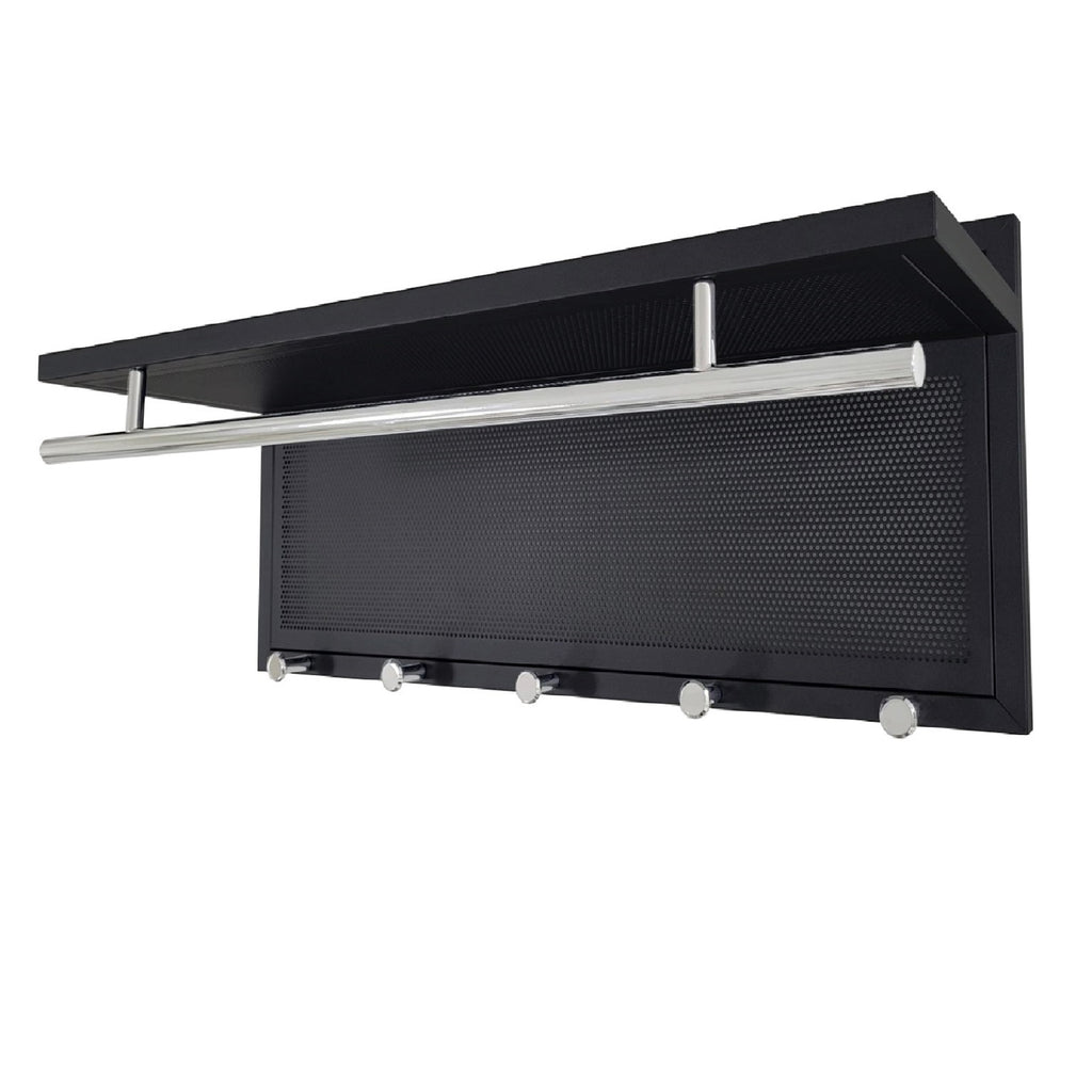 Esyspot Metal Powder Coating Hook Wall Mounted with Shelf Black Chrome Finish 29.53 x 10.34 x 11.81 inches - Grand Goldman Shop