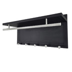 Esyspot Metal Powder Coating Hook Wall Mounted with Shelf Black Chrome Finish 29.53 x 10.34 x 11.81 inches - Grand Goldman Shop