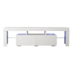 Modern White TV Stand, 20 Colors LED TV Stand w/Remote Control Lights - Grand Goldman Shop