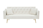 71 inch convertible love seat sofa, American retro beige velvet, suitable for small living room, bedroom, office - Grand Goldman Shop
