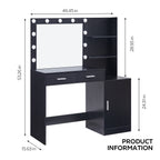 Modern Vanity Desk with Mirror and Lights, 46.4IN Dressing Table, Black MDF Wood, 3-Level Dresser with Adjustable Brightness - Grand Goldman Shop
