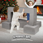 Kids Couch, 4Pcs Modular Kids Play Couch, Toddler Couch Sofa Bed, Kids Chair Seat Playroom Furniture, Child Sectional Sofa wi
