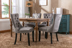 Nikki Collection Modern, High-end Tufted Solid Wood Contemporary Velvet Upholstered Dining Chair with Wood Legs Nailhead Trim 2-Pcs Set,Gray, SW2001GY - Grand Goldman Shop