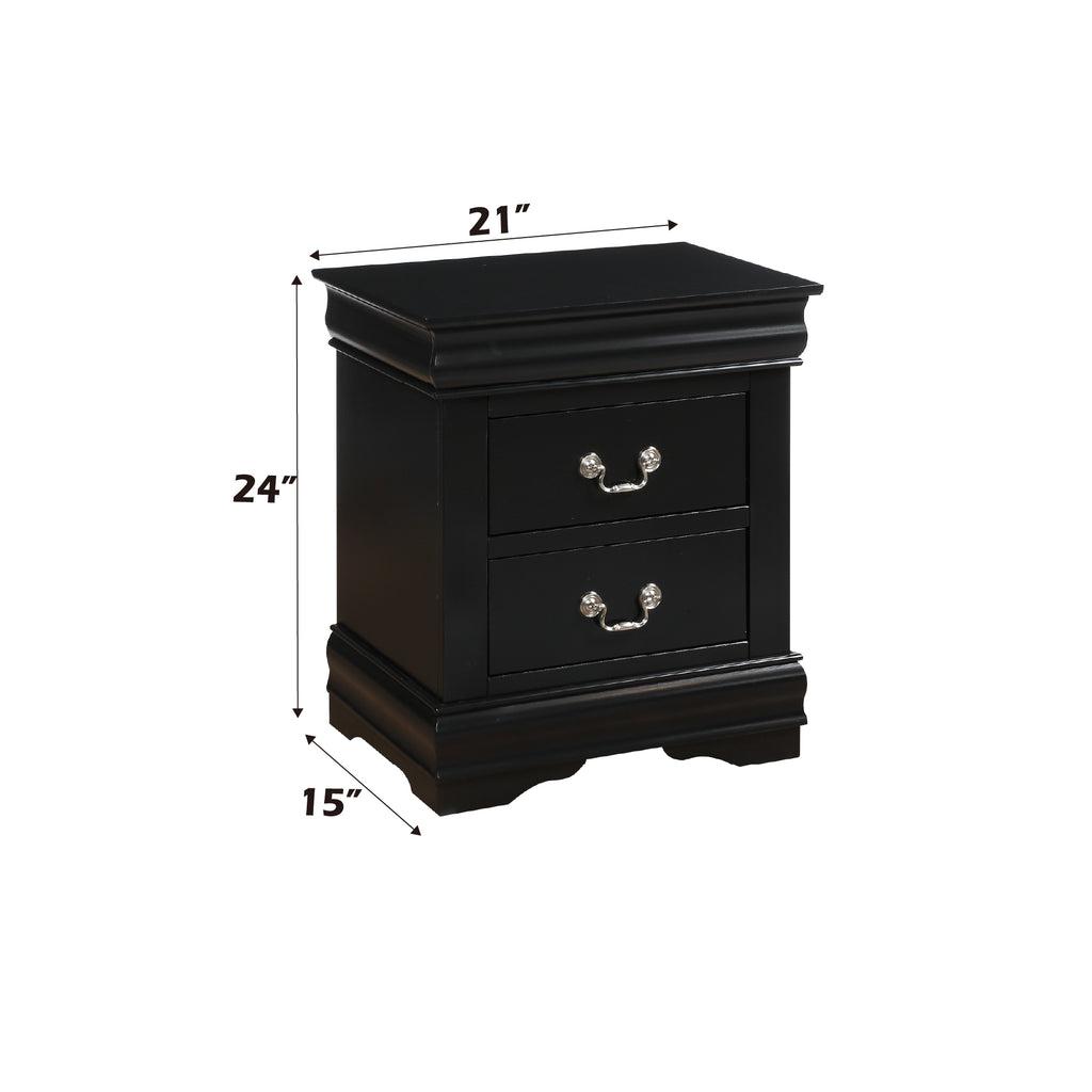 Louis Philippe Black Finish Nightstand - Grand Goldman Shop