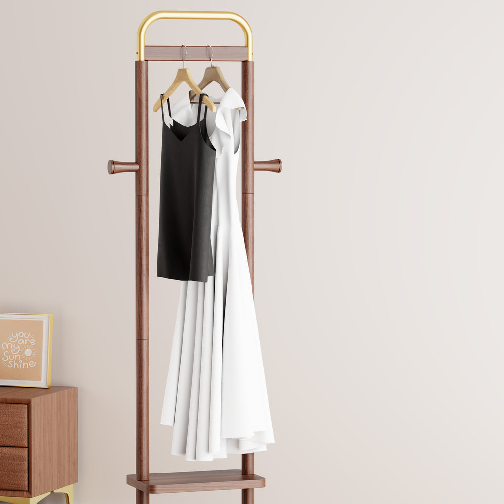 Coat Racks solid wood hanger 15.7* 11.8*71in Solid environmental protection easy to assemble beautiful can be placed in the bedroom/entrance/living room (Walnut) - Grand Goldman Shop