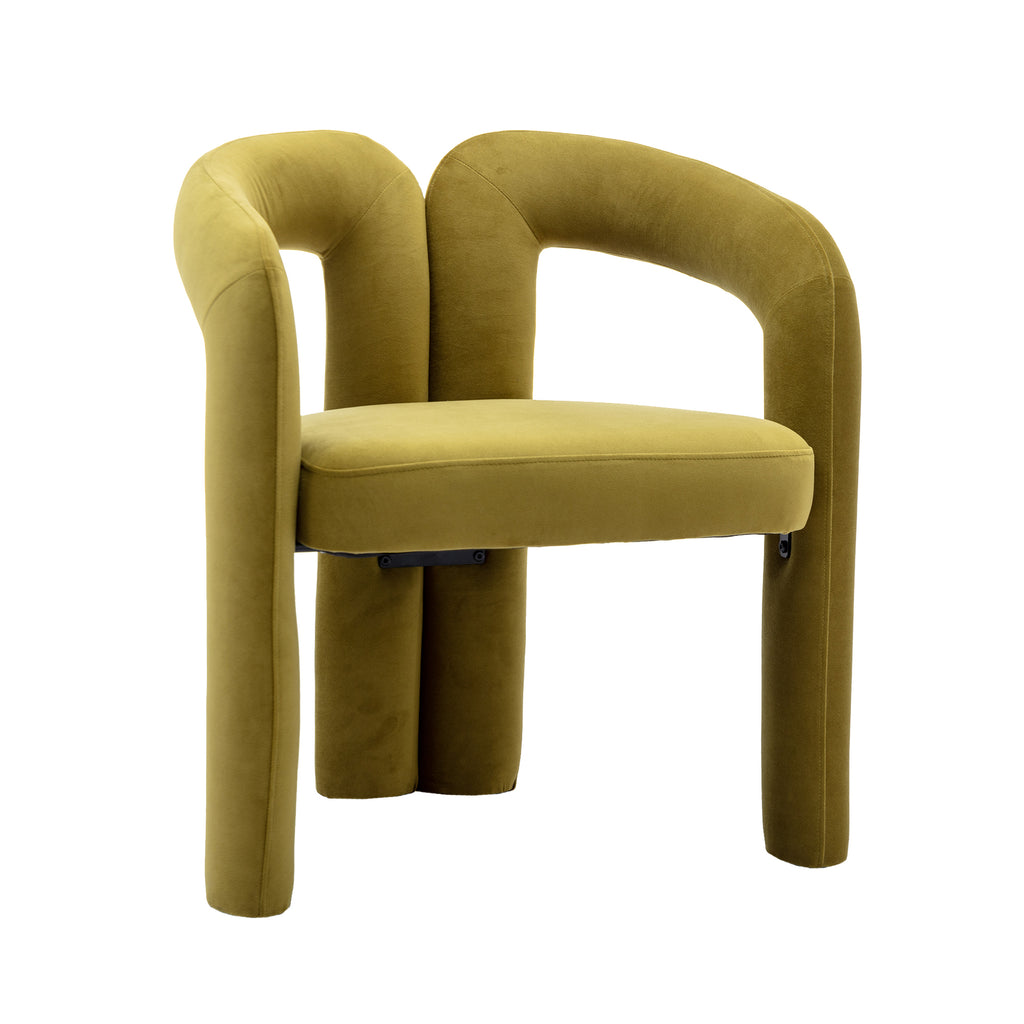 Contemporary Designed Velvet Fabric Upholstered Accent/Dining Chair /Barrel Side Chairs Kitchen Armchair for Living Room set of 2 (Olive Velvet) - Grand Goldman Shop