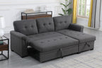 Lucca 84' Dark Gray Linen Reversible Sleeper Sectional Sofa with Storage Chaise - Grand Goldman Shop