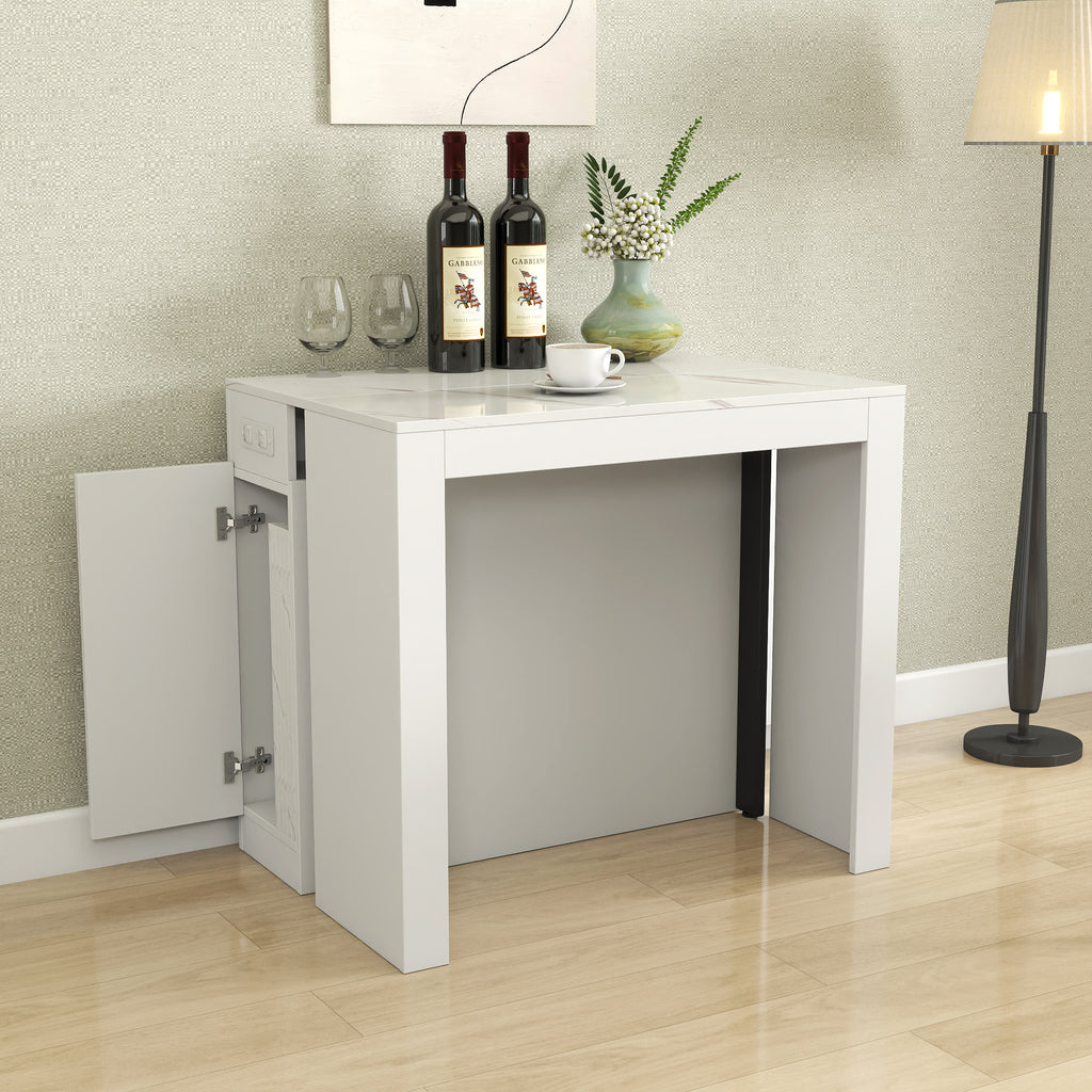 Modern Multifunctional Extendable Dining Table with Outlet, Space Saving Expanding Table with Storage for Party, Weddings, Meetings, Celebrations - Grand Goldman Shop