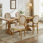 French Style Solid Wood Frame Antique Painting,Hand-pulled buckle decoration Velvet artificial leather Dining Chair with Nailhead Trim ,Wood Legs,Steel Spring inner,Set of 2,Beige,SW1739BG - Grand Goldman Shop