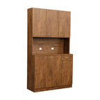70.87' Tall Wardrobe& Kitchen Cabinet, with 6-Doors, 1-Open Shelves and 1-Drawer for bedroom,Walnut - Grand Goldman Shop