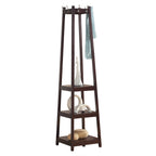 Vassen Coat Rack w/ 3-Tier Storage Shelves in Espresso Finish - Grand Goldman Shop