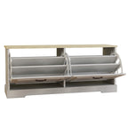 Shoe Storage Bench with 2 Flip Drawers and Adjustable Shelf for Entryway, Hallway, Bedroom-Antique White - Grand Goldman Shop