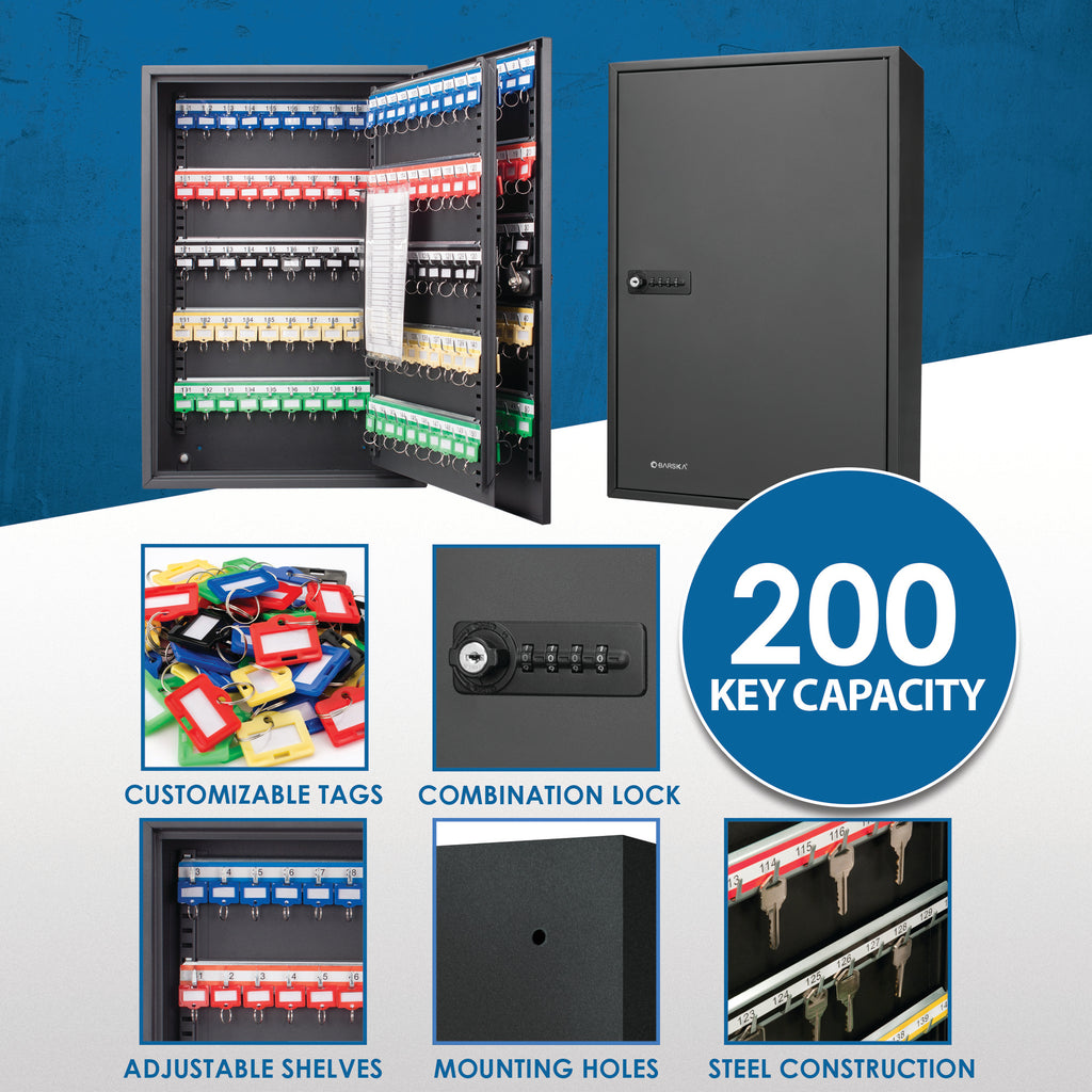 200 Key Adjustable Key Cabinet With Combination Lock Black - Shop Quality Furniture at Grand Goldman