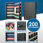 200 Key Adjustable Key Cabinet With Combination Lock Black - Shop Quality Furniture at Grand Goldman