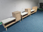 2-in-1 Shoe Storage Bench with Adjustable Shelves, Antique Natural Rattan Finish, PP Rattan and Wood Construction, Modern Entryway Organizer, 39.4 x 27.6 x 11.8 inches - Grand Goldman Shop