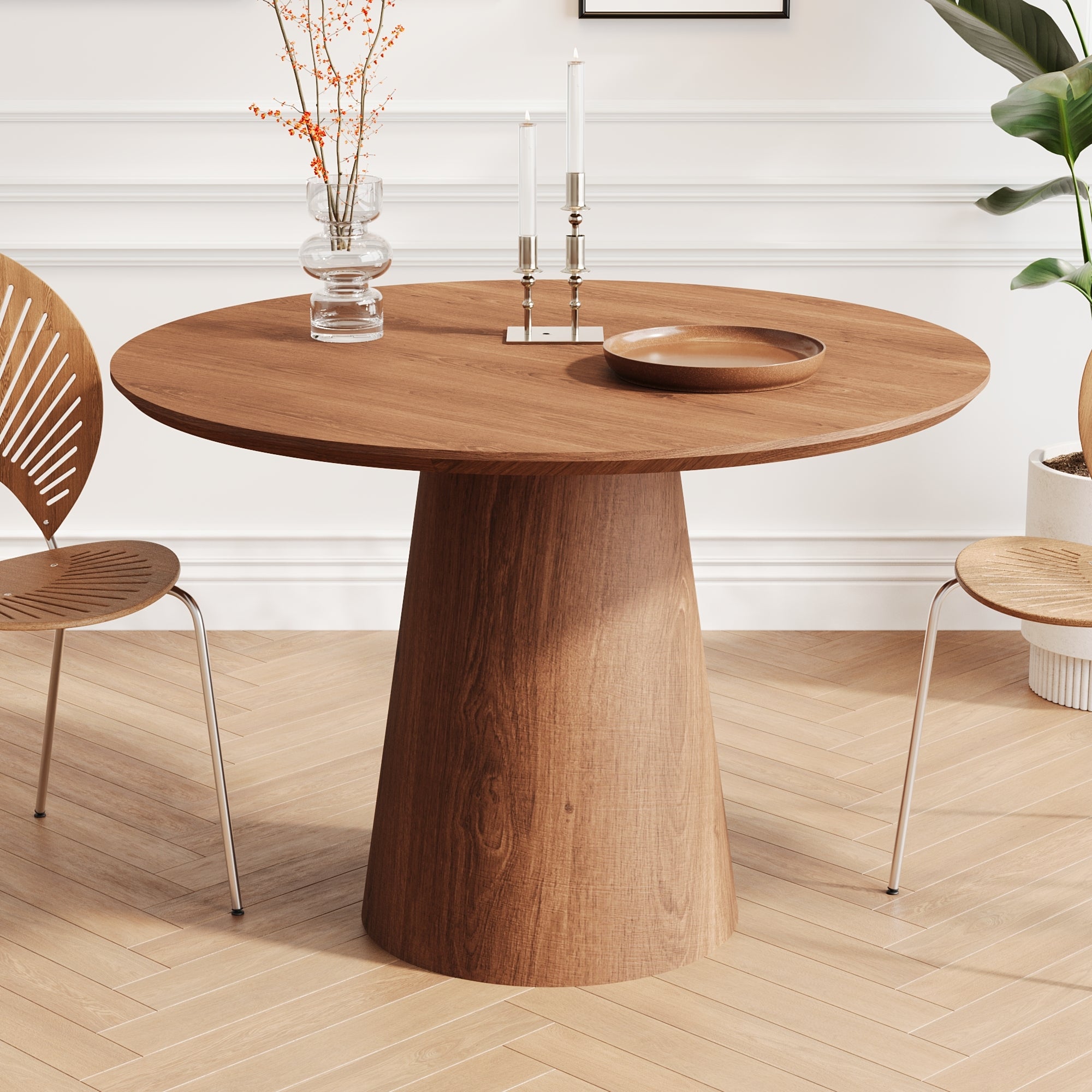 43 inch circular dining table, modern minimalist round table, MDF grain dining table, one handle and two packs - Grand Goldman Shop