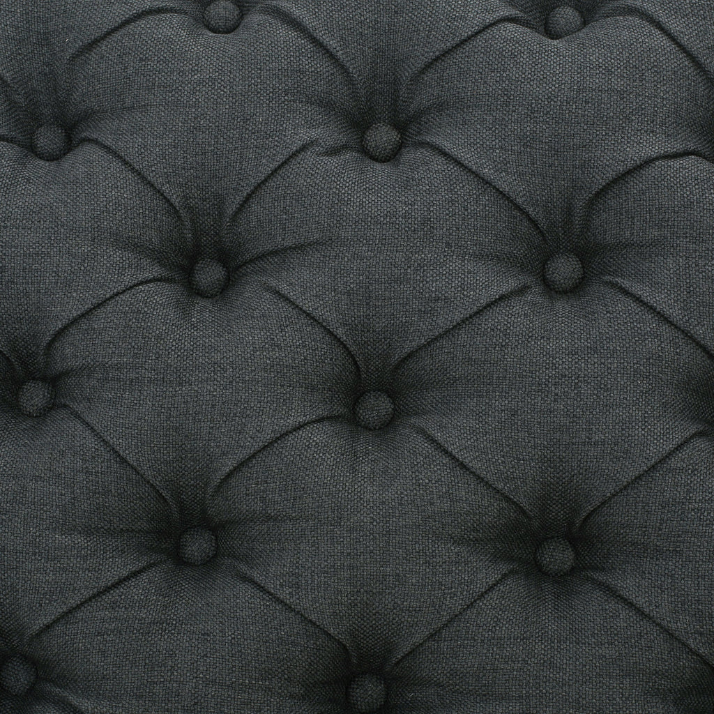 Contemporary Storage Ottoman with Tufted Top in Dark Grey Fabric - Grand Goldman Shop