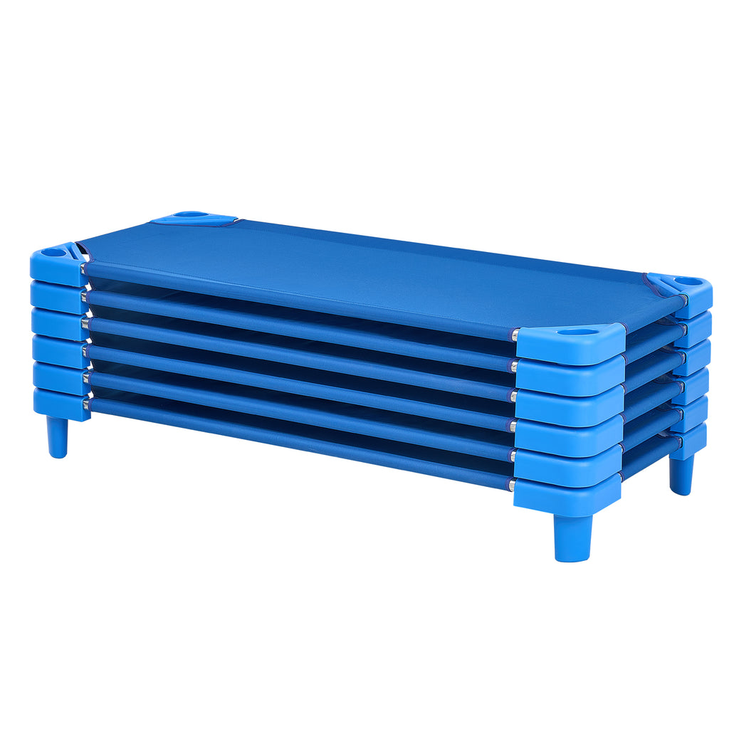 Stackable Kiddie Cot, Pack of 6, Portable Toddler Nap Cots, Standard Size 52' L x 23' W Daycare Cots for Kids, Preschool Clas