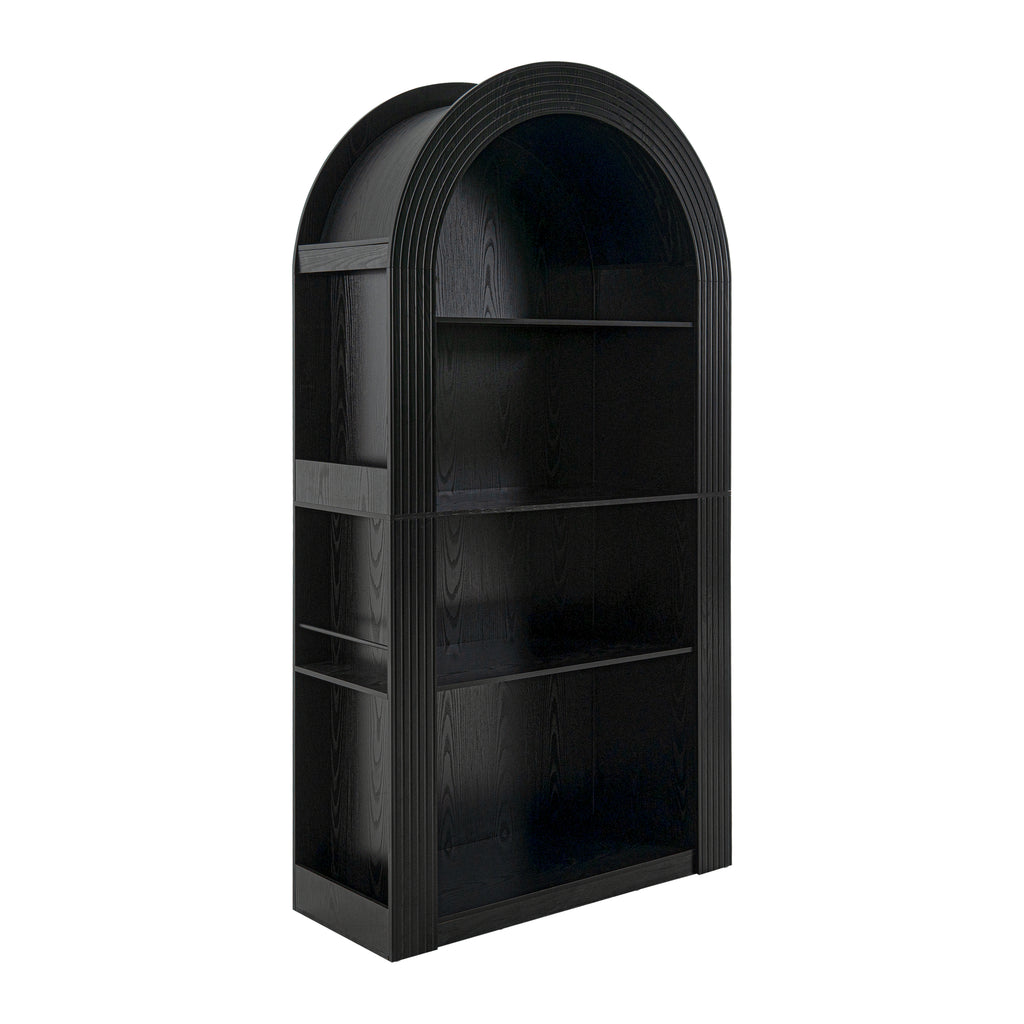 78.74' Tall Arched Bookcase, Mid Century Modern 4-Tier Arched Storage Bookcase with Open Display Storage Shelf for Dining Room, Living Room,Bedroom (Black) - Grand Goldman Shop
