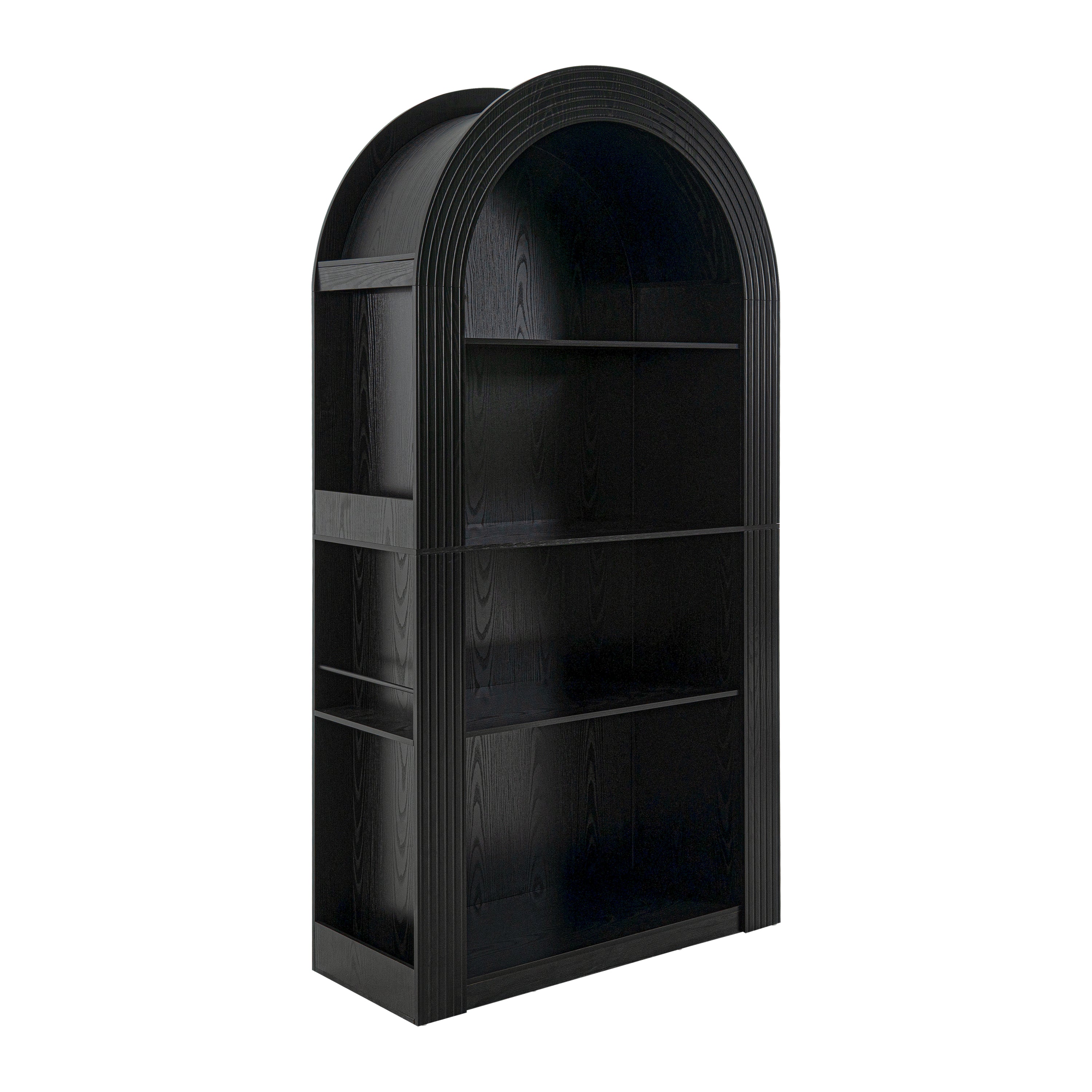 78.74' Tall Arched Bookcase, Mid Century Modern 4-Tier Arched Storage Bookcase with Open Display Storage Shelf for Dining Room, Living Room,Bedroom (Black) - Grand Goldman Shop