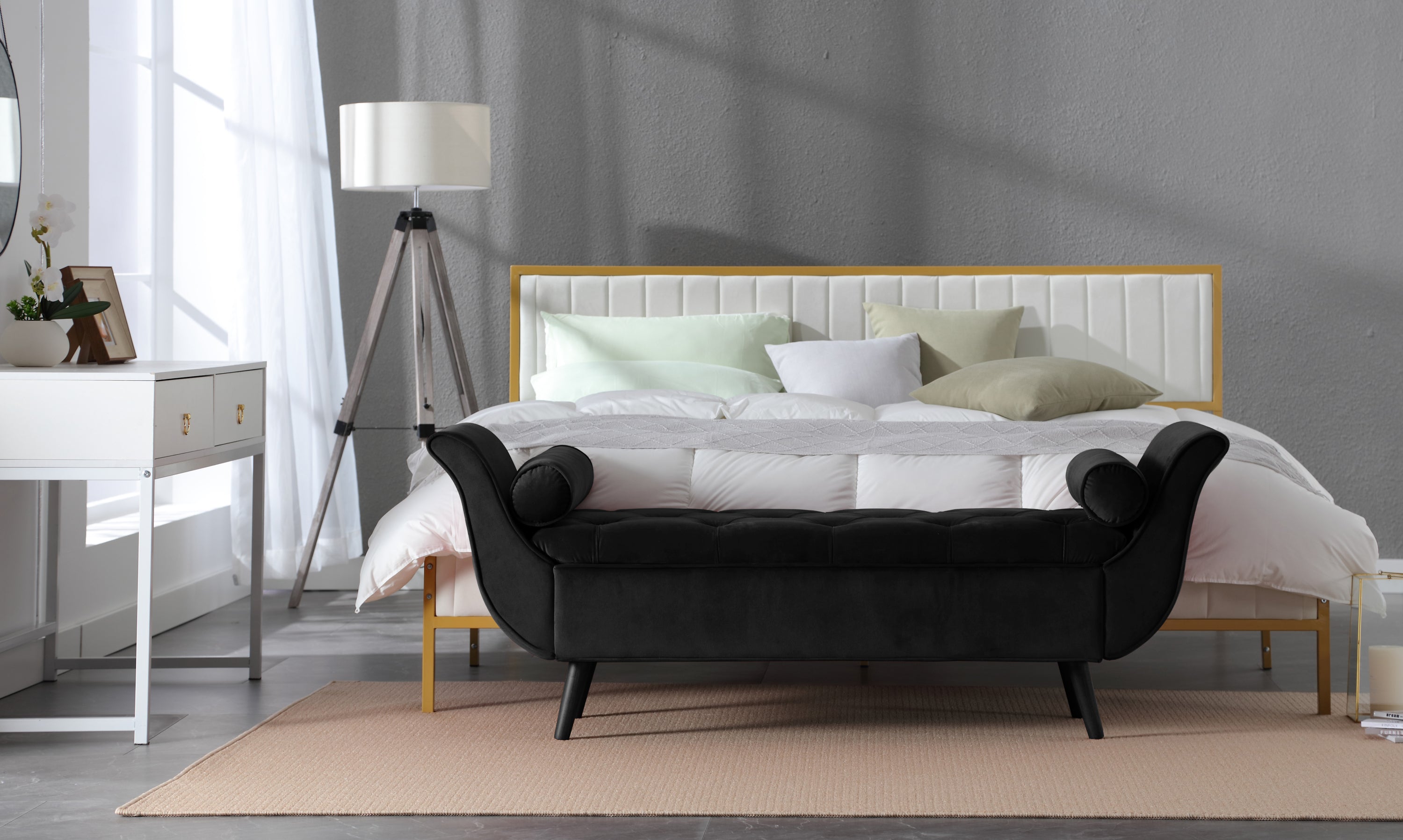 Vintage Tufted 65-inch Long Bench, Velvet Upholstered Storage Ottoman with Classic Retro Design, Mid-Century Modern Footstool for Living Room, Bedroom Entryway - Grand Goldman Shop