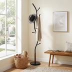 Arles Metal Black and Walnut Standing Coat Rack - Grand Goldman Shop