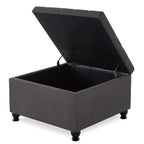Large square storage ottoman with wooden legs, Upholstered button tufted coffee table with nail trims for Living Space,Dark Grey - Grand Goldman Shop